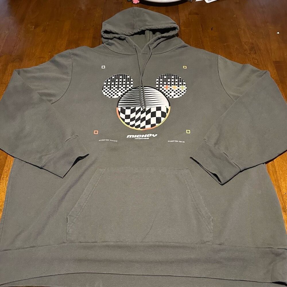 Mickey Mouse Hoodie Mens XXXL Disney Green Pullover Forever Young Forever 3X